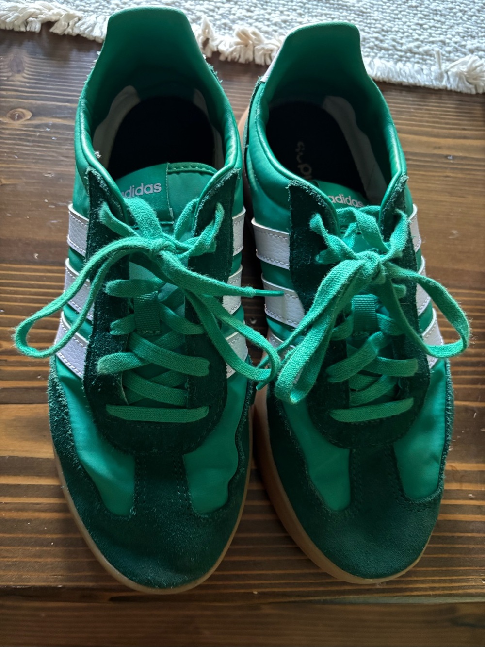 adidas Green and White Women's Retro Sneakers